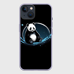 Чехол для iPhone 14 Панда сидит, цвет: 3D-светло-сиреневый