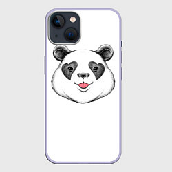 Чехол для iPhone 14 Влюблённый панда, цвет: 3D-светло-сиреневый