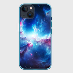 Чехол для iPhone 14 Fascinating cosmic expanses, цвет: 3D-голубой