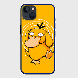 Чехол для iPhone 14 Псидак желтая утка покемон, цвет: 3D-тёмно-синий
