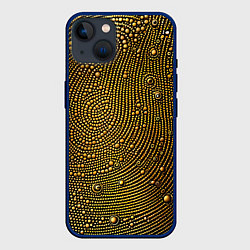 Чехол для iPhone 14 Золотые камушки, цвет: 3D-тёмно-синий