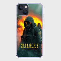 Чехол для iPhone 14 Stalker 2 боец, цвет: 3D-светло-сиреневый