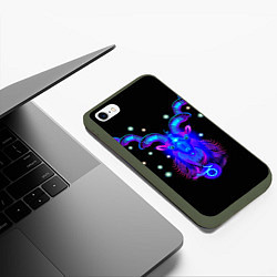 Чехол iPhone 6/6S Plus матовый Космический Козерог, цвет: 3D-темно-зеленый — фото 2