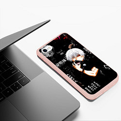 Чехол iPhone 6/6S Plus матовый Токийский Гуль на фоне Иероглифов Tokyo Ghoul, цвет: 3D-светло-розовый — фото 2