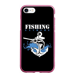 Чехол iPhone 7/8 матовый Fishing Extreme, цвет: 3D-малиновый