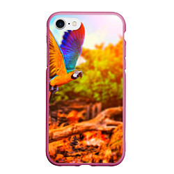 Чехол iPhone 7/8 матовый Взмах попугая, цвет: 3D-малиновый