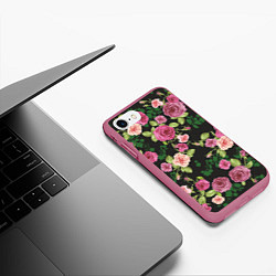 Чехол iPhone 7/8 матовый Кусты из роз, цвет: 3D-малиновый — фото 2