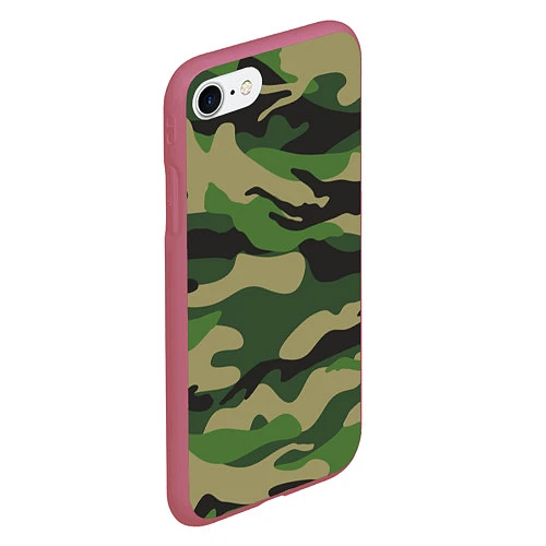 Чехол iPhone 7/8 матовый Камуфляж: хаки/зеленый / 3D-Малиновый – фото 2