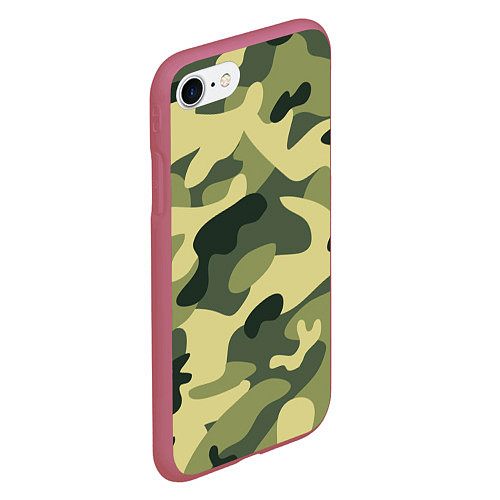 Чехол iPhone 7/8 матовый Камуфляж: зеленый/хаки / 3D-Малиновый – фото 2