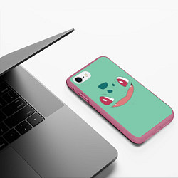 Чехол iPhone 7/8 матовый Лицо Бульбазавра, цвет: 3D-малиновый — фото 2