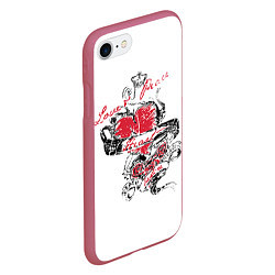 Чехол iPhone 7/8 матовый Рок сердца 6, цвет: 3D-малиновый — фото 2