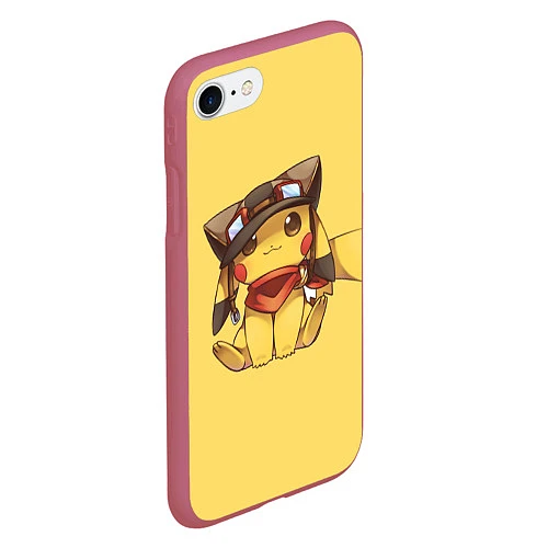 Чехол iPhone 7/8 матовый Pikachu / 3D-Малиновый – фото 2