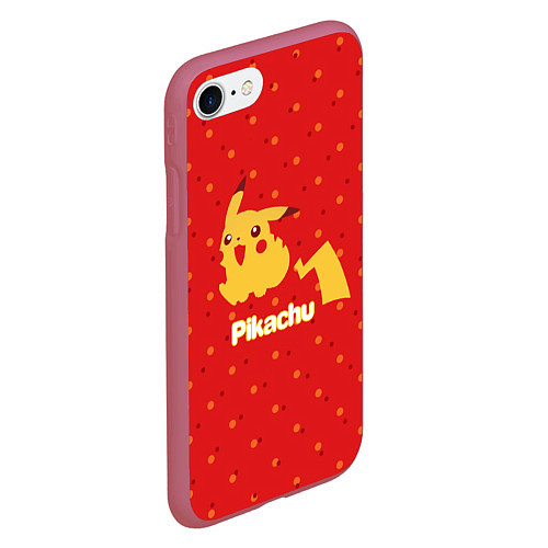 Чехол iPhone 7/8 матовый Pikachu / 3D-Малиновый – фото 2