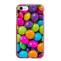 Чехол iPhone 7/8 матовый Конфетки, цвет: 3D-малиновый