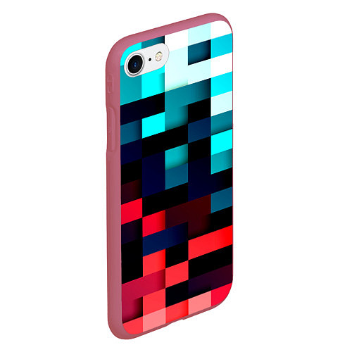 Чехол iPhone 7/8 матовый Pixel Color / 3D-Малиновый – фото 2
