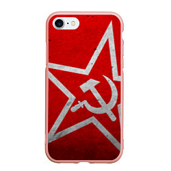 Чехол iPhone 7/8 матовый Флаг СССР: Серп и Молот