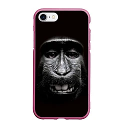 Чехол iPhone 7/8 матовый Улыбка обезьяны, цвет: 3D-малиновый