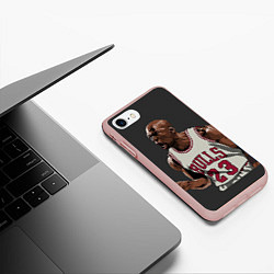 Чехол iPhone 7/8 матовый Bulls 23: Jordan, цвет: 3D-светло-розовый — фото 2