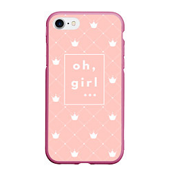 Чехол iPhone 7/8 матовый Oh, girl, цвет: 3D-малиновый