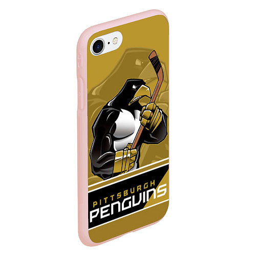 Чехол iPhone 7/8 матовый Pittsburgh Penguins / 3D-Светло-розовый – фото 2