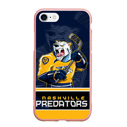 Чехол iPhone 7/8 матовый Nashville Predators, цвет: 3D-светло-розовый