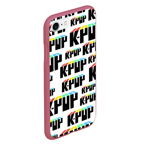 Чехол iPhone 7/8 матовый K-pop Pattern / 3D-Малиновый – фото 2