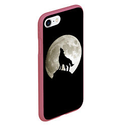 Чехол iPhone 7/8 матовый Moon Wolf, цвет: 3D-малиновый — фото 2