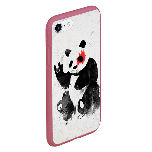 Чехол iPhone 7/8 матовый Рок-панда / 3D-Малиновый – фото 2