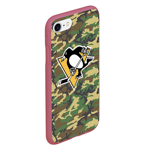 Чехол iPhone 7/8 матовый Penguins Camouflage / 3D-Малиновый – фото 2