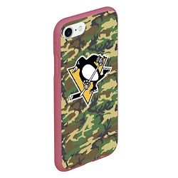 Чехол iPhone 7/8 матовый Penguins Camouflage, цвет: 3D-малиновый — фото 2