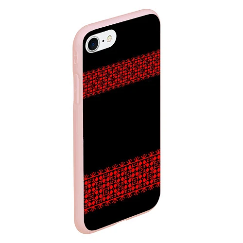 Чехол iPhone 7/8 матовый Славянский орнамент (на чёрном) / 3D-Светло-розовый – фото 2