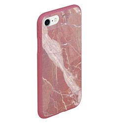Чехол iPhone 7/8 матовый Розовый мрамор, цвет: 3D-малиновый — фото 2