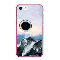 Чехол iPhone 7/8 матовый Черная дыра, цвет: 3D-малиновый