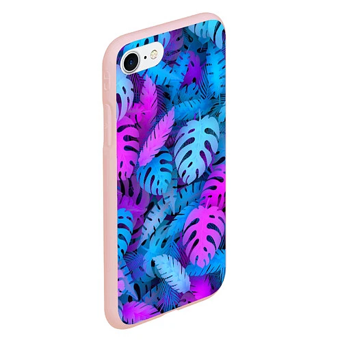 Чехол iPhone 7/8 матовый Сине-розовые тропики / 3D-Светло-розовый – фото 2
