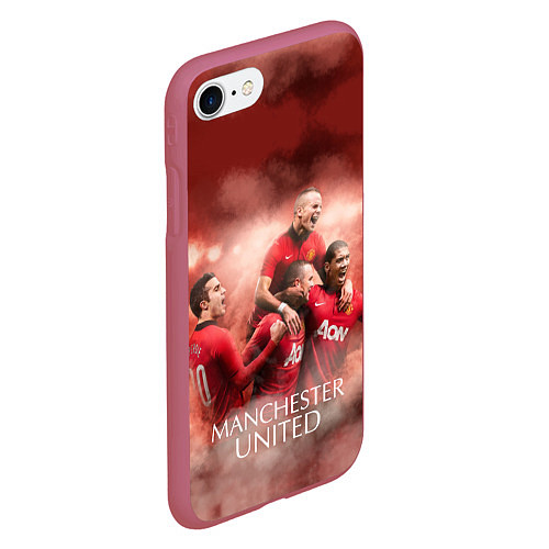 Чехол iPhone 7/8 матовый Manchester United / 3D-Малиновый – фото 2