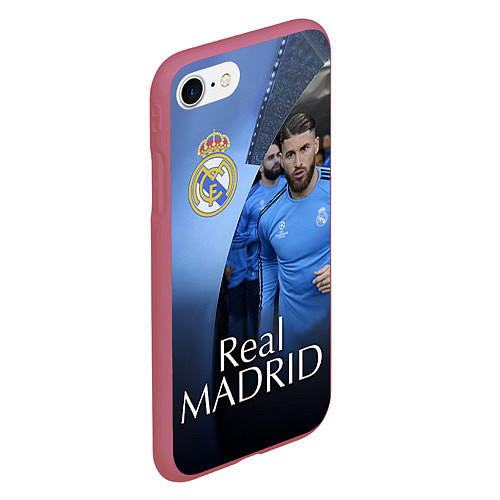 Чехол iPhone 7/8 матовый Real Madrid / 3D-Малиновый – фото 2