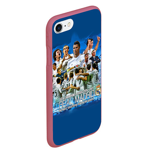 Чехол iPhone 7/8 матовый Real Madrid / 3D-Малиновый – фото 2