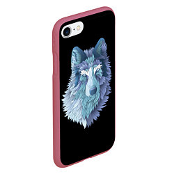 Чехол iPhone 7/8 матовый Седой волк, цвет: 3D-малиновый — фото 2