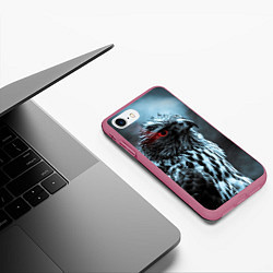 Чехол iPhone 7/8 матовый Ночной орёл, цвет: 3D-малиновый — фото 2