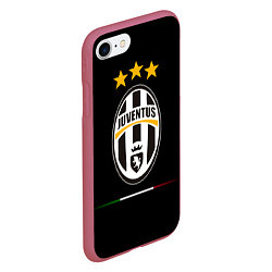 Чехол iPhone 7/8 матовый Juventus: 3 stars, цвет: 3D-малиновый — фото 2