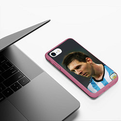 Чехол iPhone 7/8 матовый Leo Messi, цвет: 3D-малиновый — фото 2