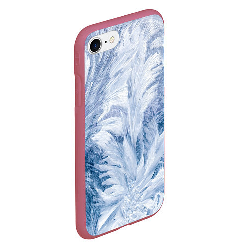 Чехол iPhone 7/8 матовый Морозные узоры / 3D-Малиновый – фото 2