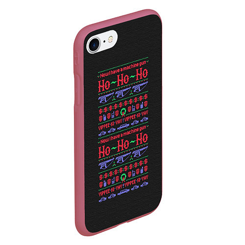 Чехол iPhone 7/8 матовый Новогодний свитер Крепкий орешек / 3D-Малиновый – фото 2
