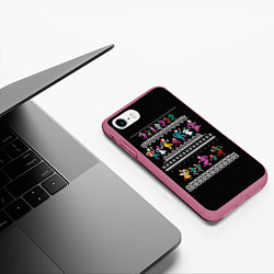 Чехол iPhone 7/8 матовый Новогодний свитер Злодеи, цвет: 3D-малиновый — фото 2
