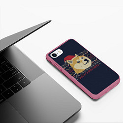 Чехол iPhone 7/8 матовый Doge Such Christmas, цвет: 3D-малиновый — фото 2