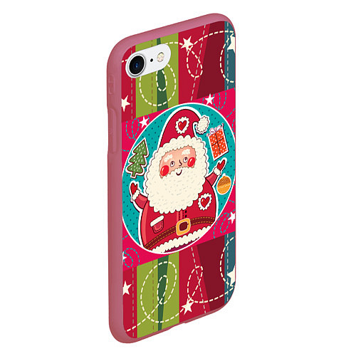 Чехол iPhone 7/8 матовый Дед мороз / 3D-Малиновый – фото 2
