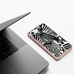 Чехол iPhone 7/8 матовый Полосатая зебра, цвет: 3D-светло-розовый — фото 2