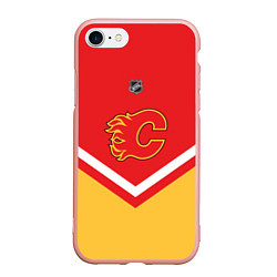 Чехол iPhone 7/8 матовый NHL: Calgary Flames, цвет: 3D-светло-розовый