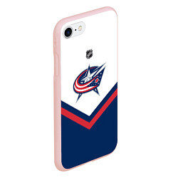 Чехол iPhone 7/8 матовый NHL: Columbus Blue Jackets, цвет: 3D-светло-розовый — фото 2