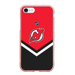 Чехол iPhone 7/8 матовый NHL: New Jersey Devils, цвет: 3D-светло-розовый